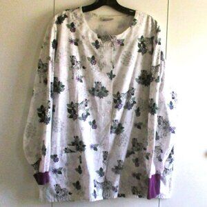 Ua Scrubs Uniform Advantage Zebra & Floral Print Long Sleeve Scrub Top XL